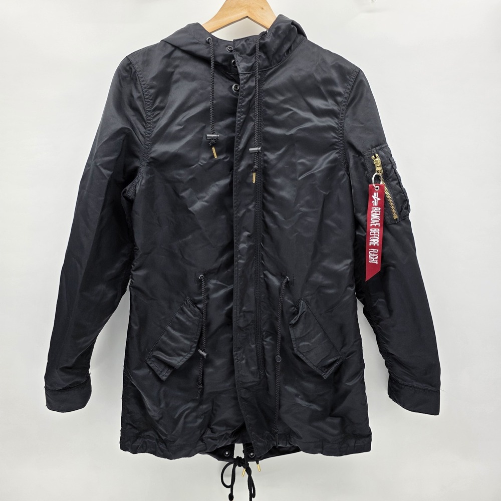 Alpha Industries Jacket Womens Size‎ XS Fishtail Black Nylon